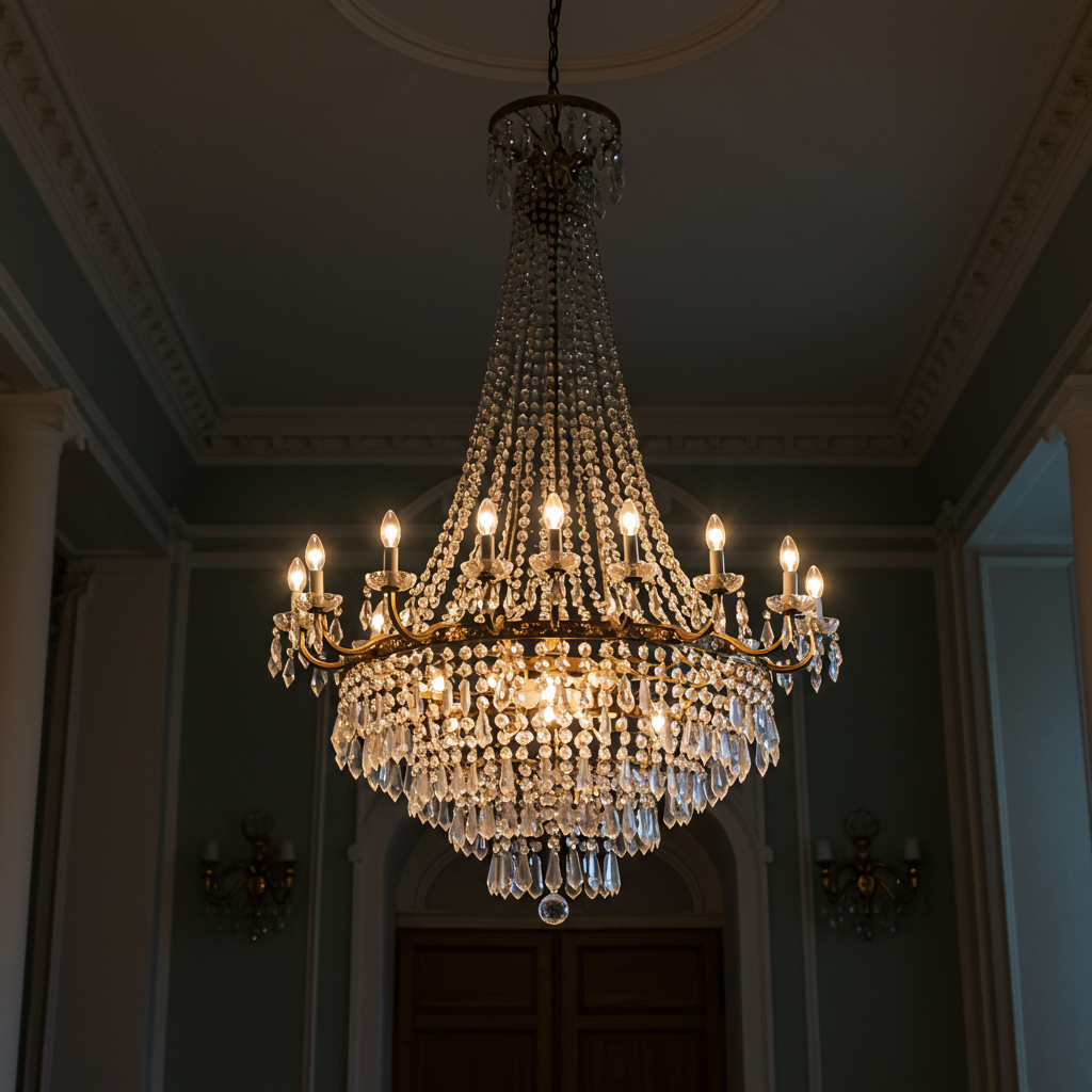 Come lavare un lampadario senza smontarlo (con un telo e uno straccio).