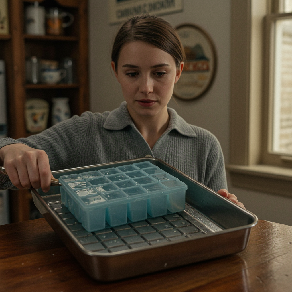 Trik: přelepte misku na led páskou (aby se zabránilo rozlití).